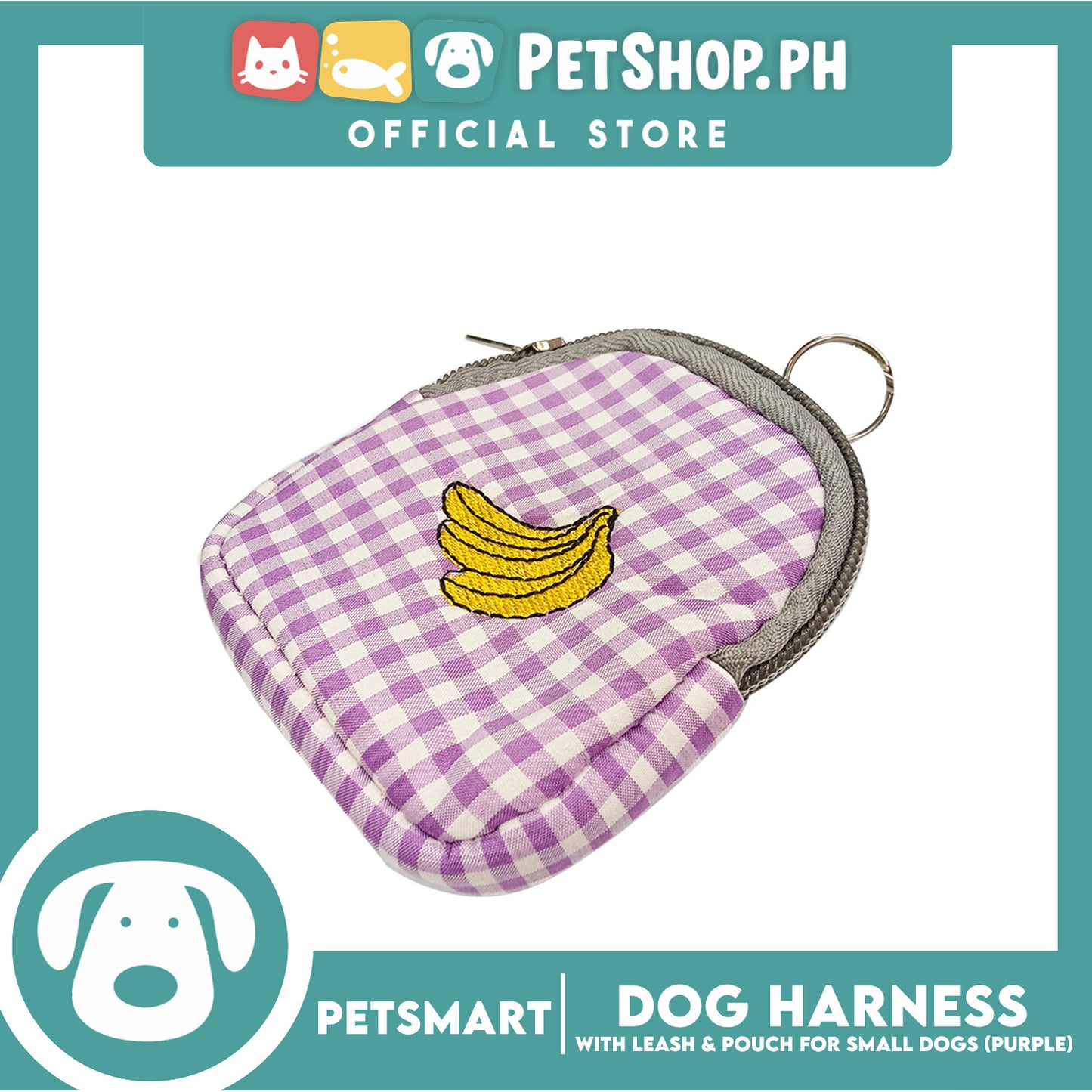 Pet Harness with Pouch and Leash for Small Dogs (Purple) QYS866