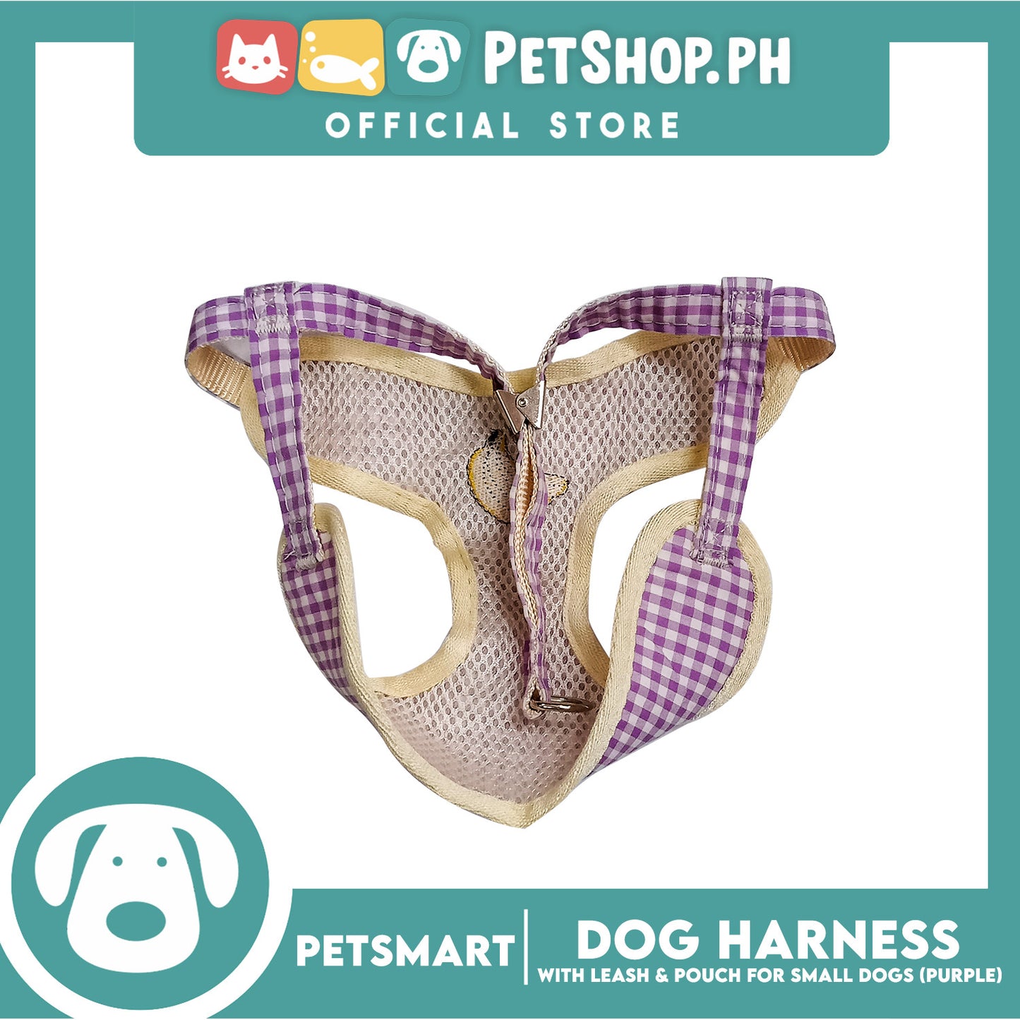 Pet Harness with Pouch and Leash for Small Dogs (Purple) QYS866