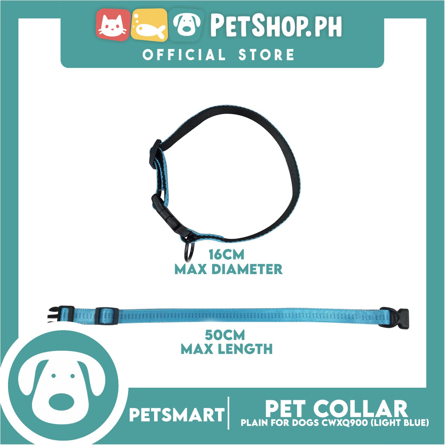 Pet Dog Collar Adjustable Buckle (Light Blue) CWXQ900