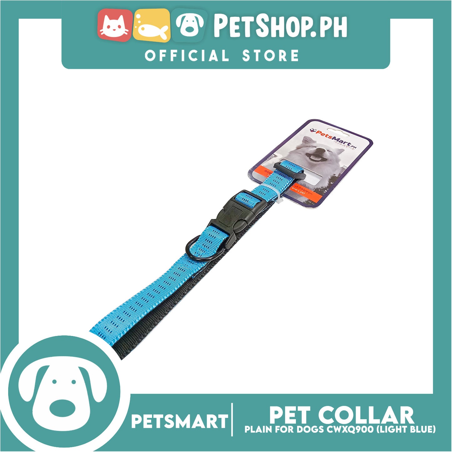 Pet Dog Collar Adjustable Buckle (Light Blue) CWXQ900