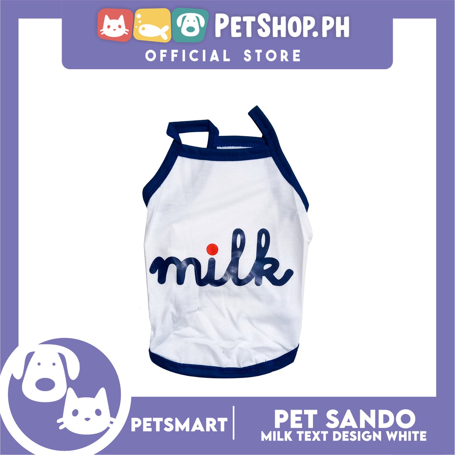 Pet Sando White Milk Text Print Medium Size (CWYF1915) for cats and dogs