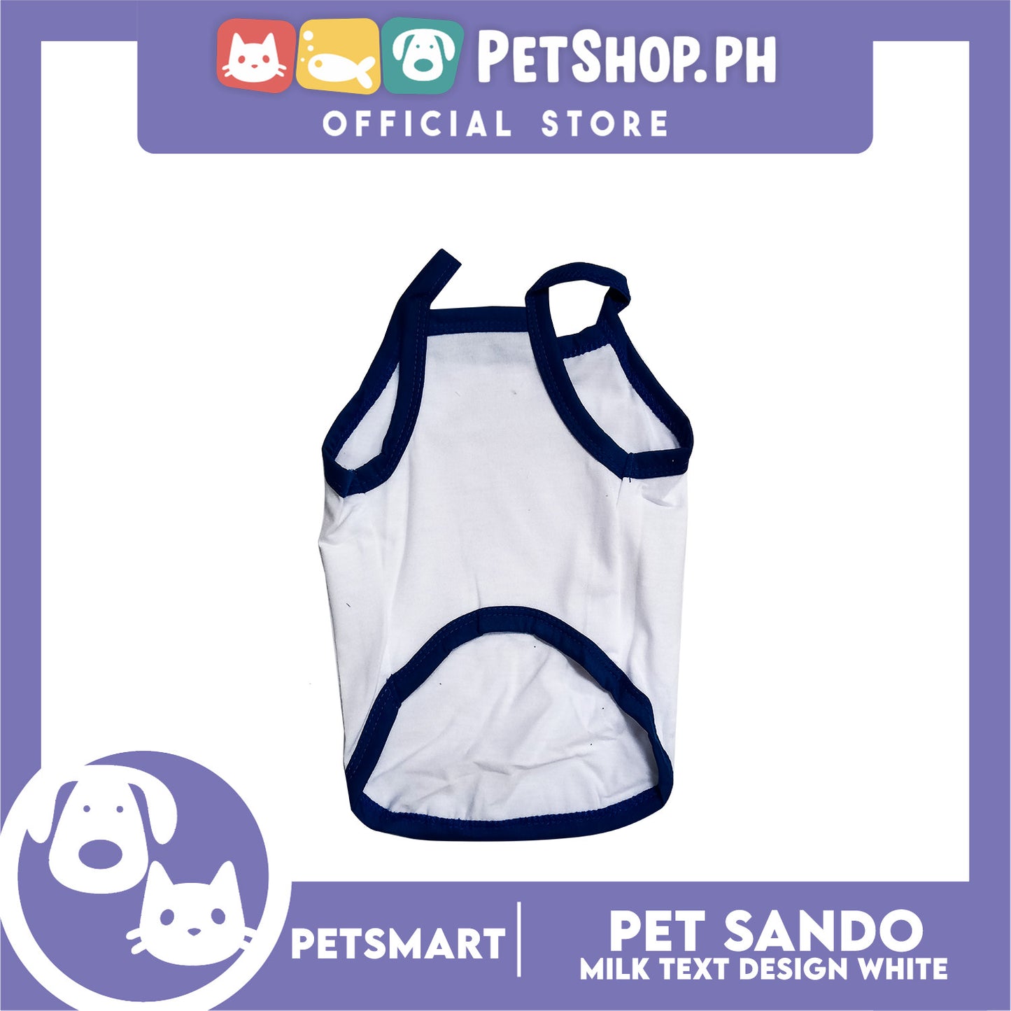 Pet Sando White Milk Text Print Medium Size (CWYF1915) for cats and dogs