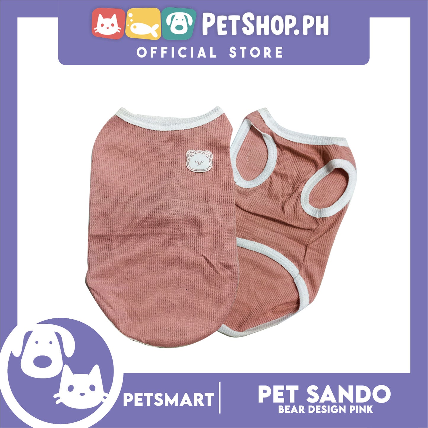 Pet Sando Pink Bear Print Design Medium Size (CWYF1731) for cats and dogs