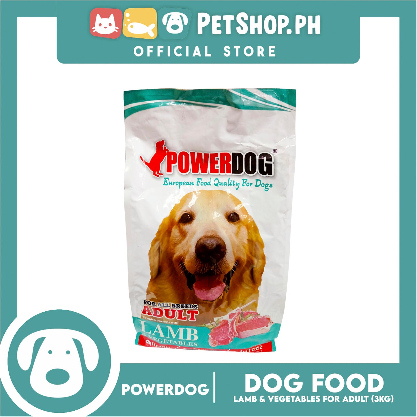 PowerDog Lamb and Vegetables for All Breeds Adult 3kgs Dry Dog Food
