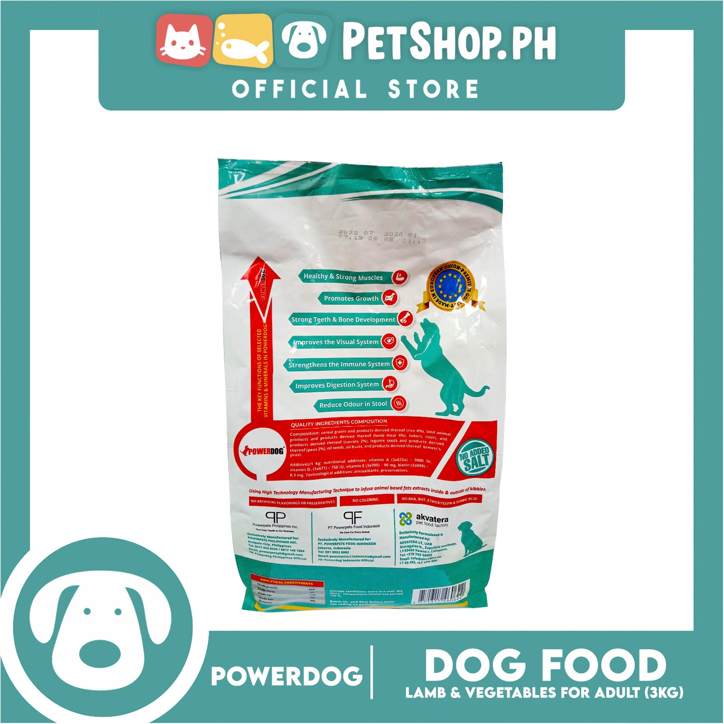 PowerDog Lamb and Vegetables for All Breeds Adult 3kgs Dry Dog Food