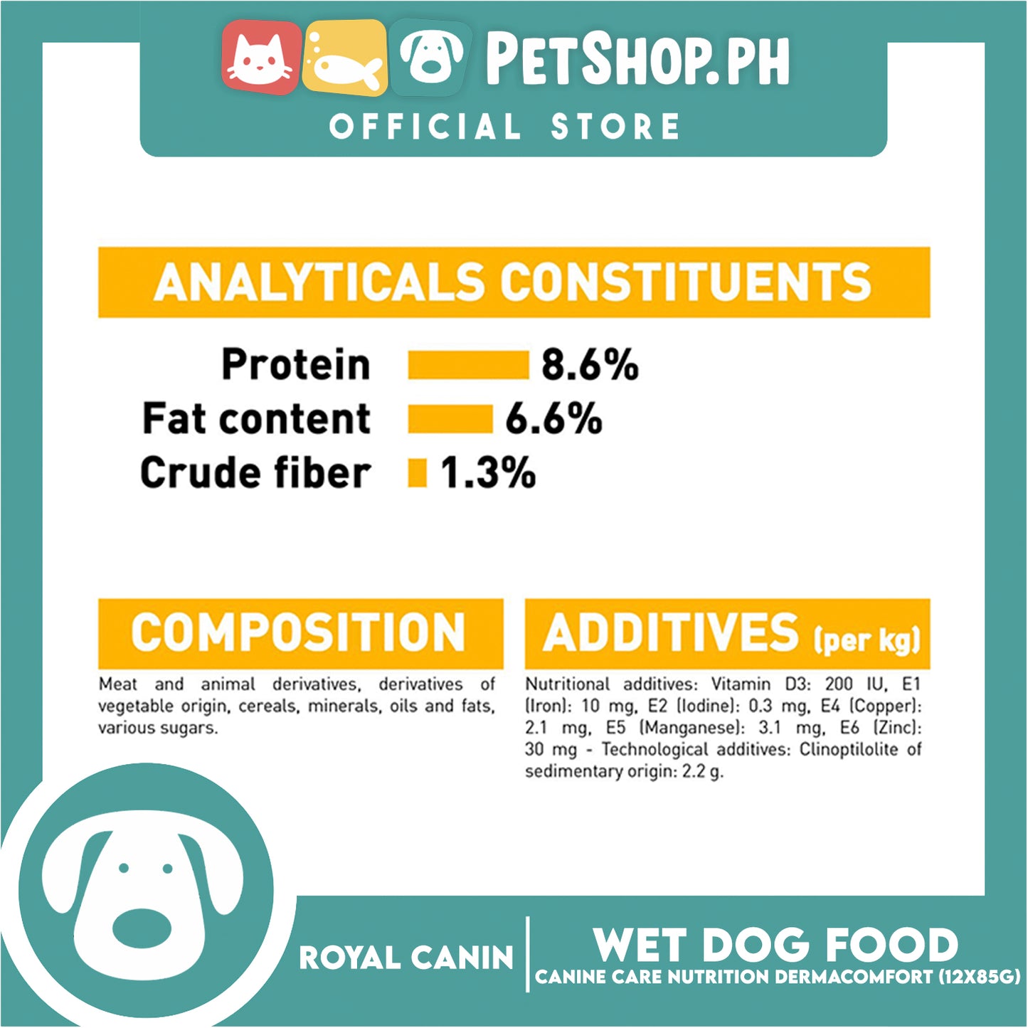 Royal Canin Dermacomfort Loaf (85g x 12g) Adult Wet Dog Food - Canine Care Nutrition