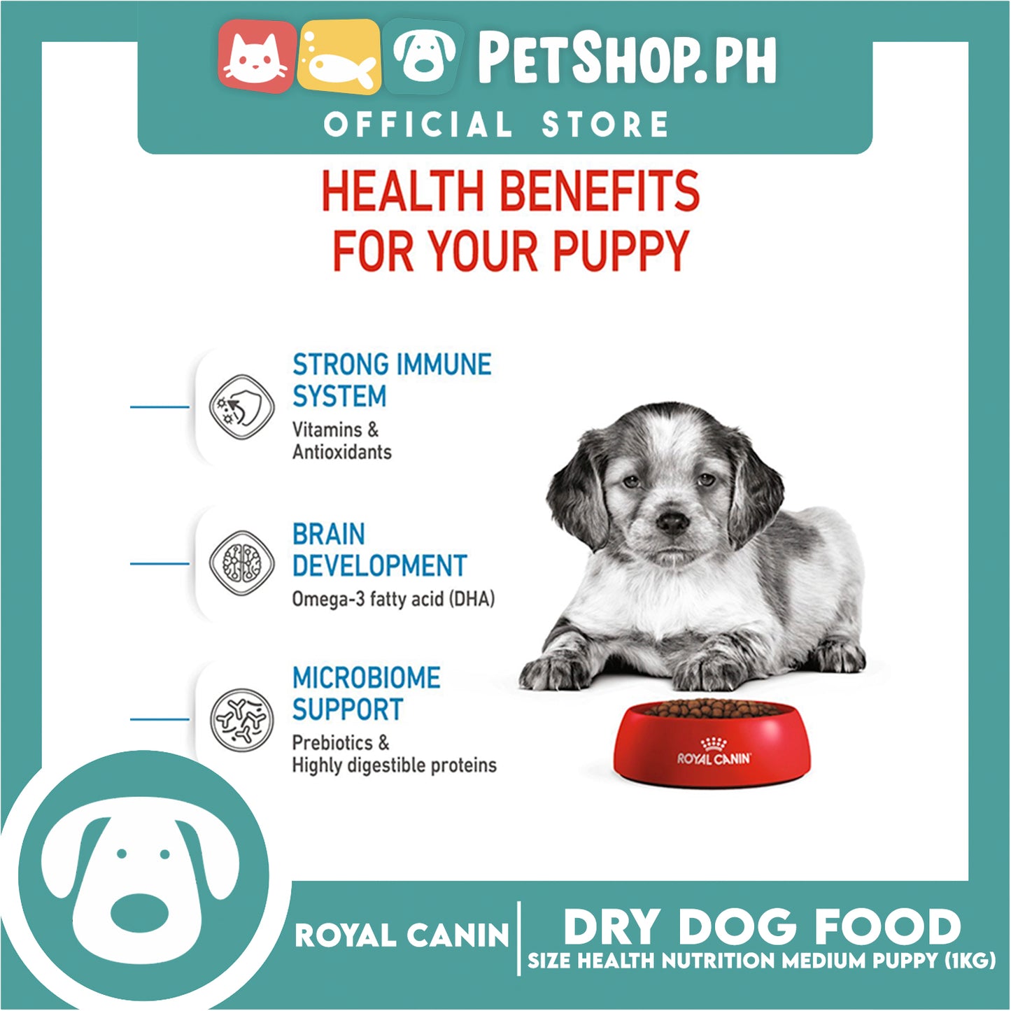 Royal Canin Medium Puppy (1kg) Dry Dog Food - Size Health Nutrition