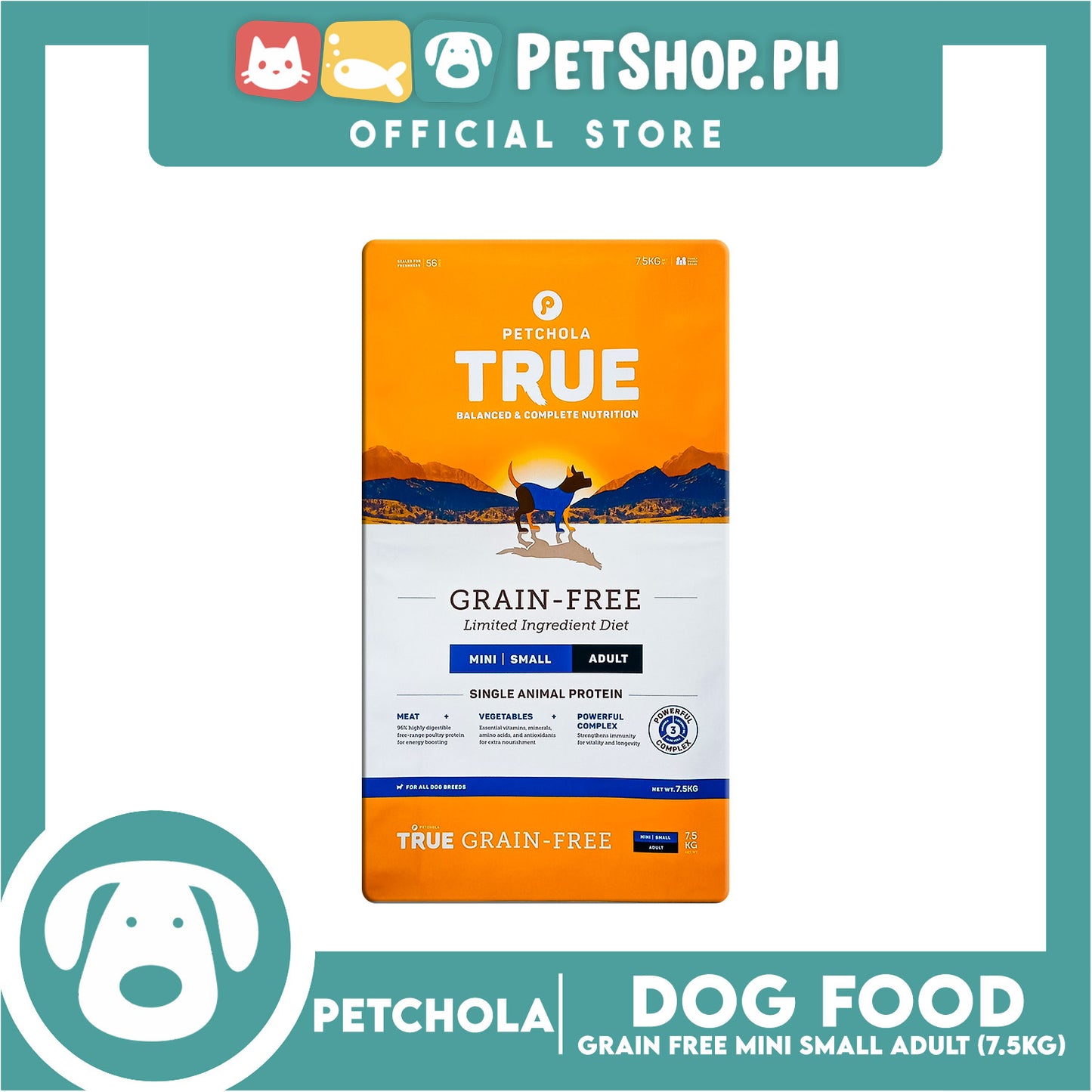 Petchola True Grain Free Mini to Small Breeds (Adult) Dog Food 7.5kg