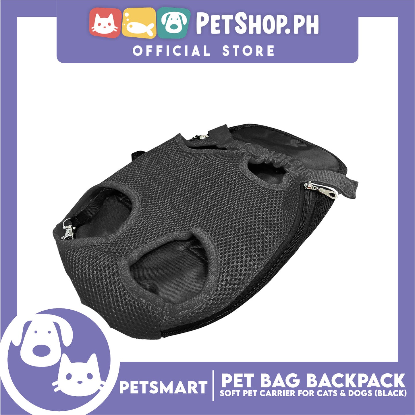 Pet Bag Backpack, Soft Pet Carrier for Cats and Dogs, Black Color (Medium)
