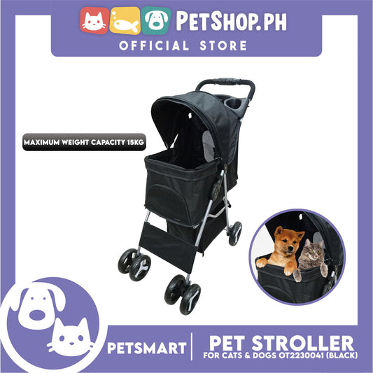 Pet Stroller 4 Wheels for Cats and Dogs, Black Color (OT2230042) 36cm x 82cm x 105cm