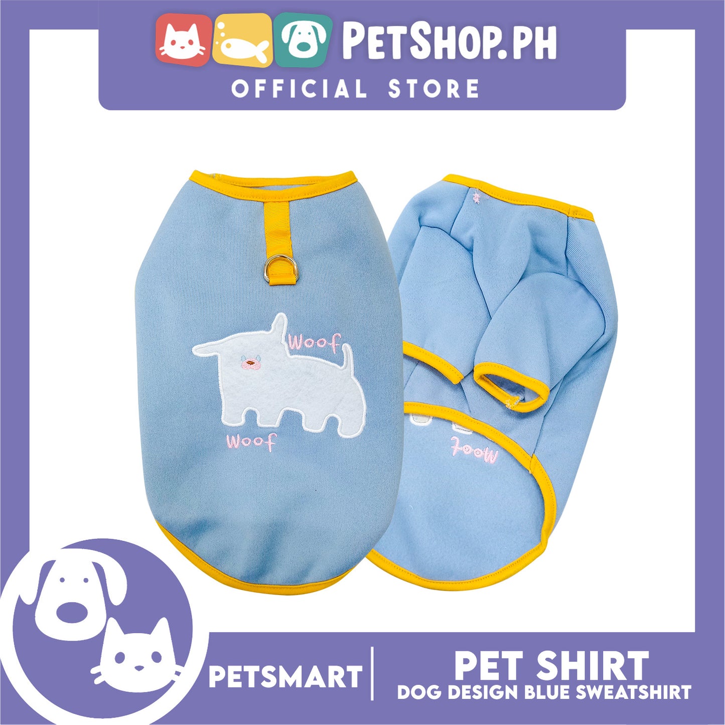 Pet Shirt Blue Sweat Shirt Dog Design (Medium) for Cats and Dogs