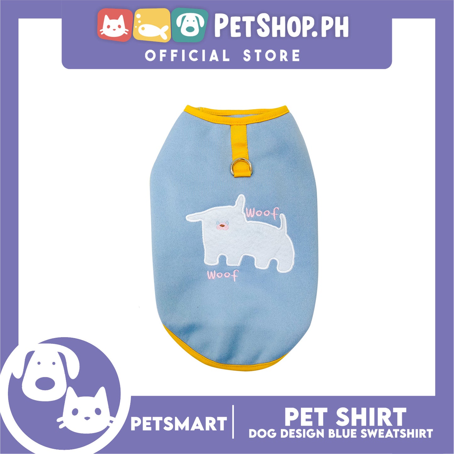 Pet Shirt Blue Sweat Shirt Dog Design (Large) for Cats and Dogs