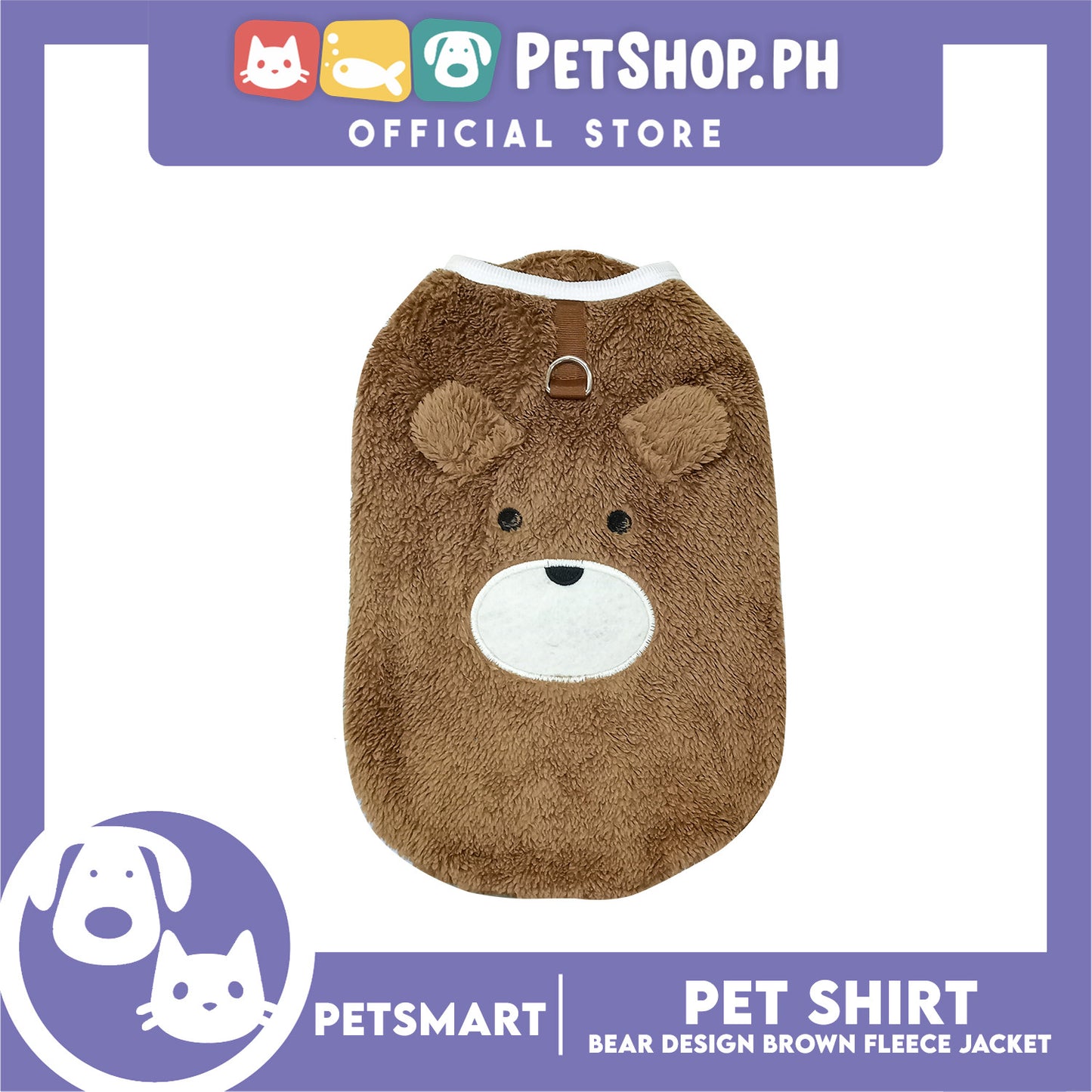 Pet Shirt Bear Design Brown Fleece (Medium)  Cats and Dogs