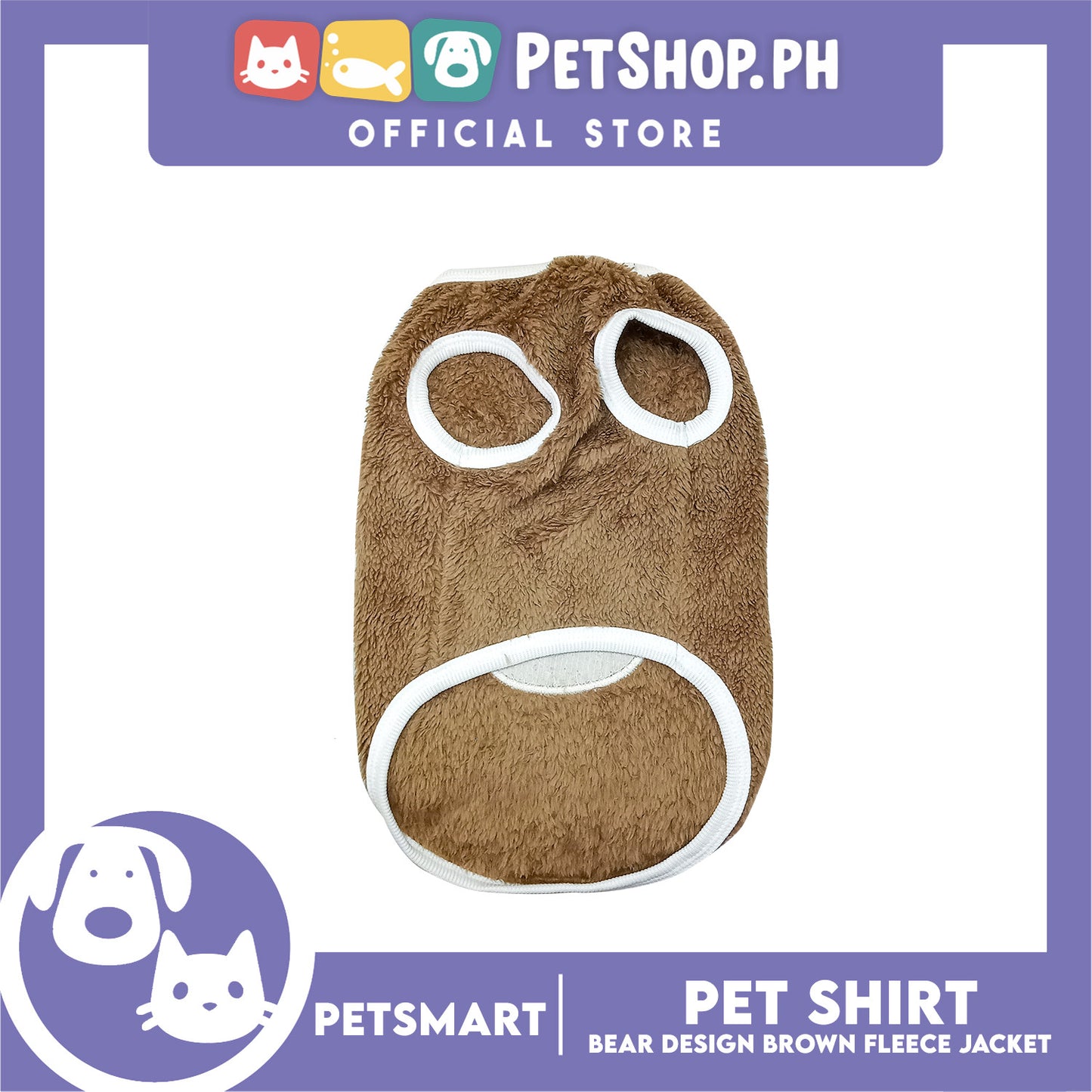 Pet Shirt Bear Design Brown Fleece (Medium)  Cats and Dogs