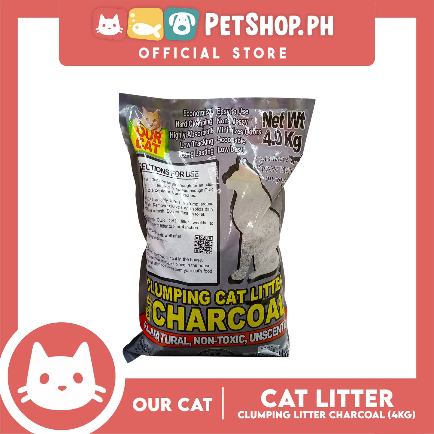 Our Cat Clumping Cat Litter Charcoal 4kg