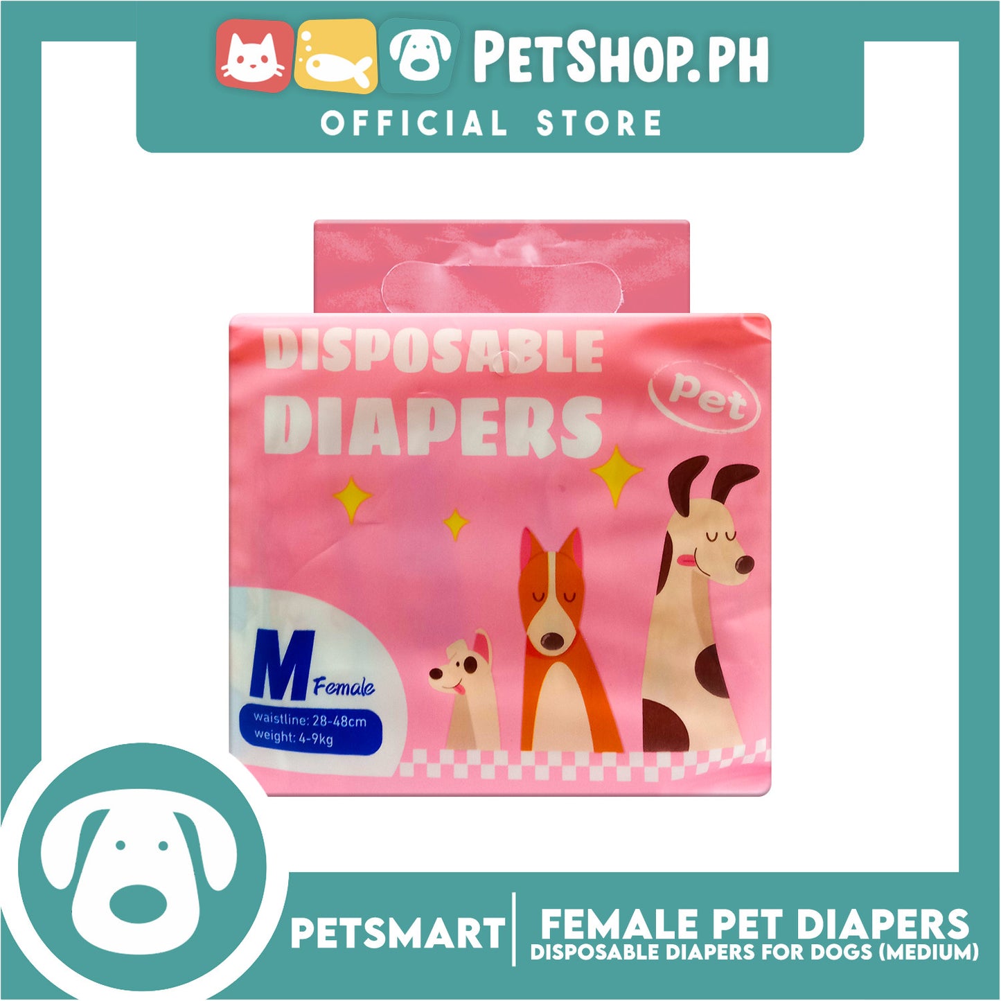 Disposable Pet Diapers for Female Dogs 4-9kg (Medium)