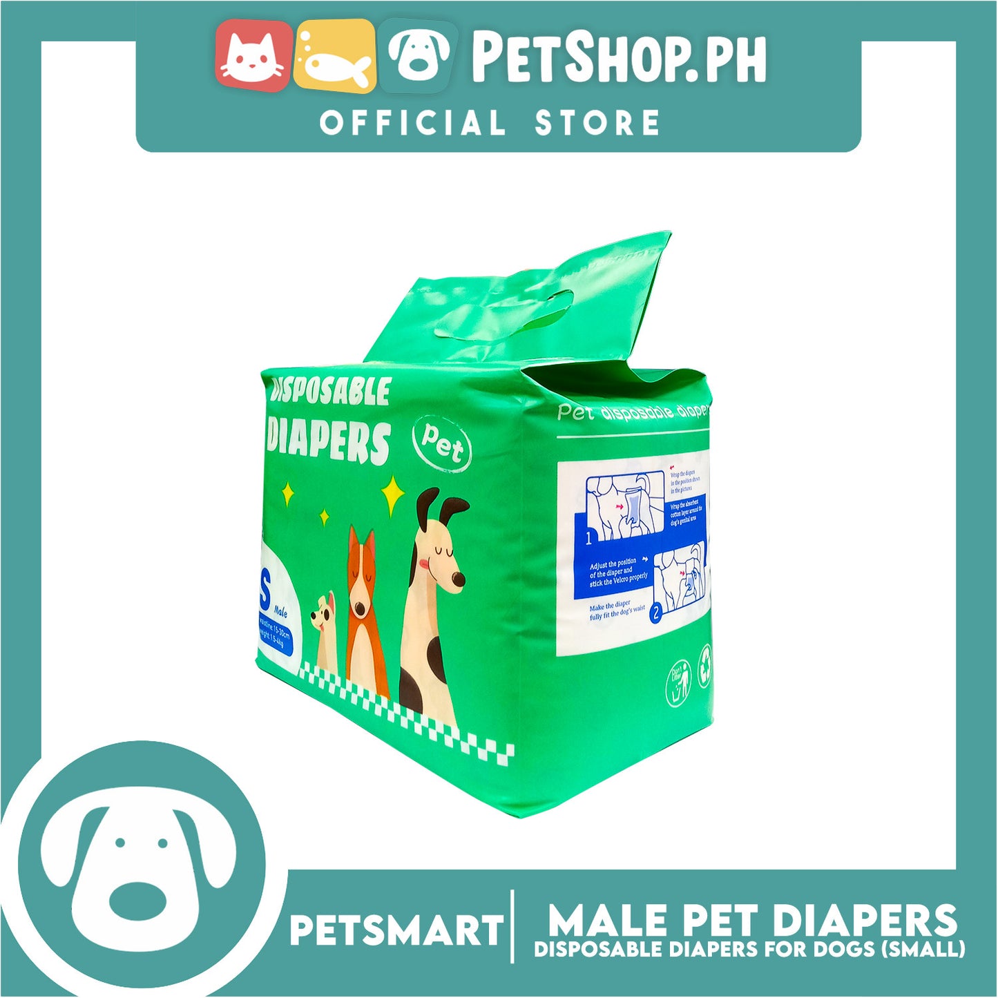 Disposable Pet Diapers for Male Dogs 1.5-4kg (Small)