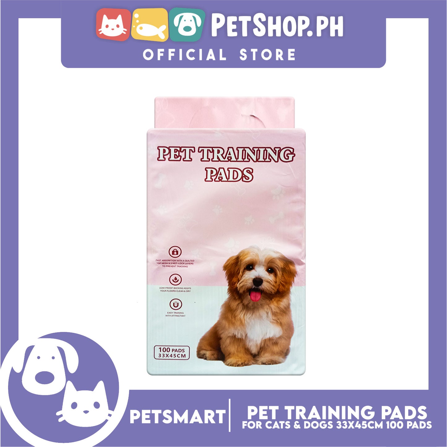 Pet Training Pads Pee Pads (100 Pads) 33 x 45 cm