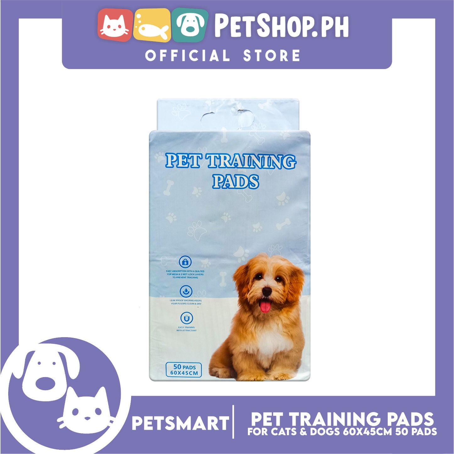 Pet Training Pads Pee Pads (50 Pads) 60 x 45 cm
