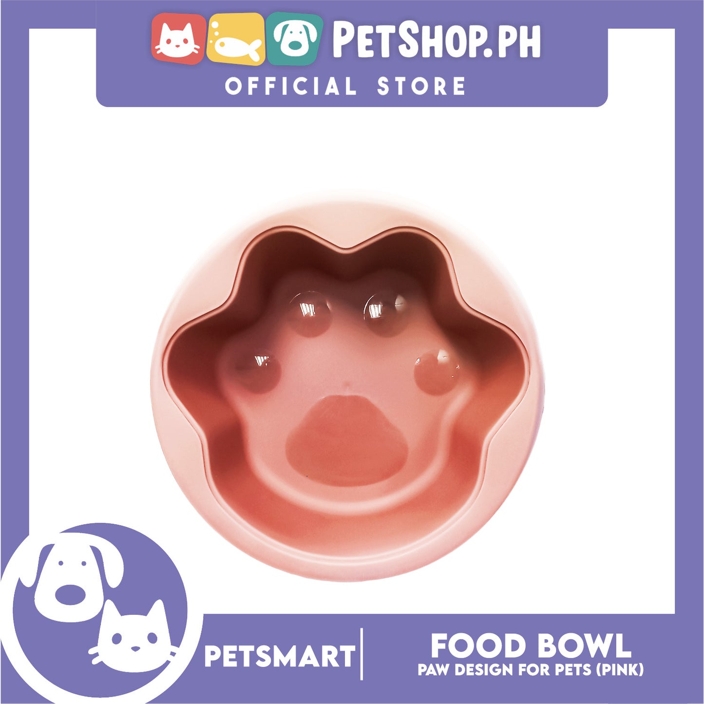Pet Bowl Paw Design (Pink) for Cats and Dogs