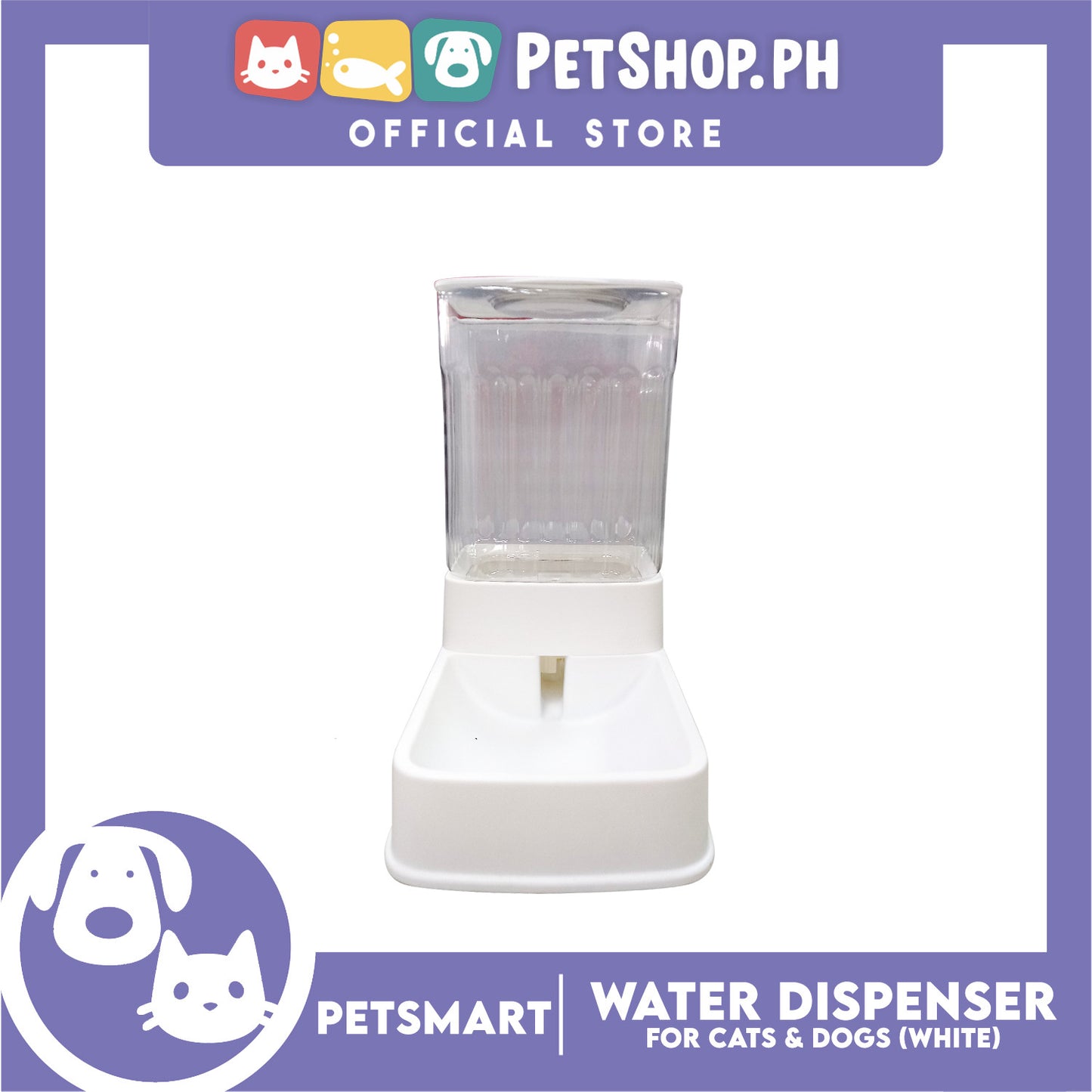 Pet Water Dispenser 3.5 Liters (White) with Anti-Slip Rubber for Cats and Dogs