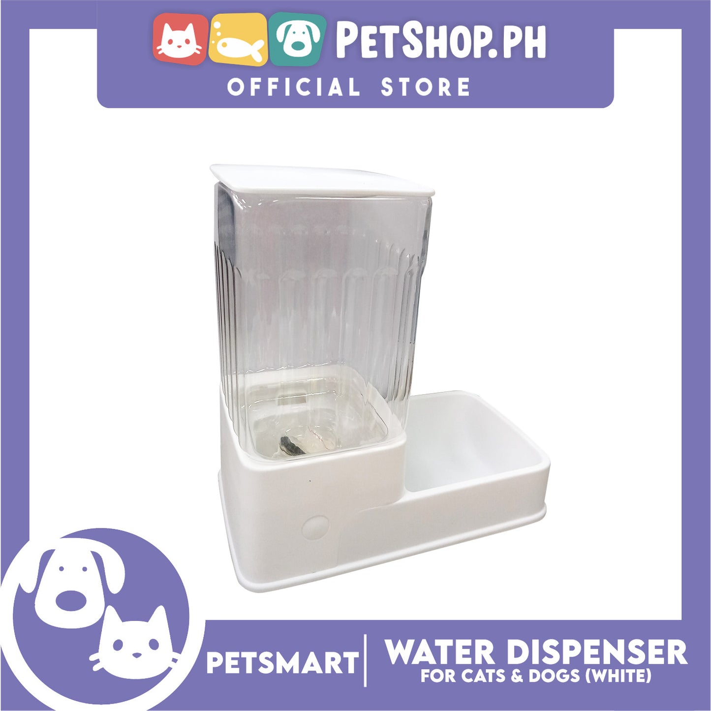 Pet Water Dispenser 3.5 Liters (White) with Anti-Slip Rubber for Cats and Dogs