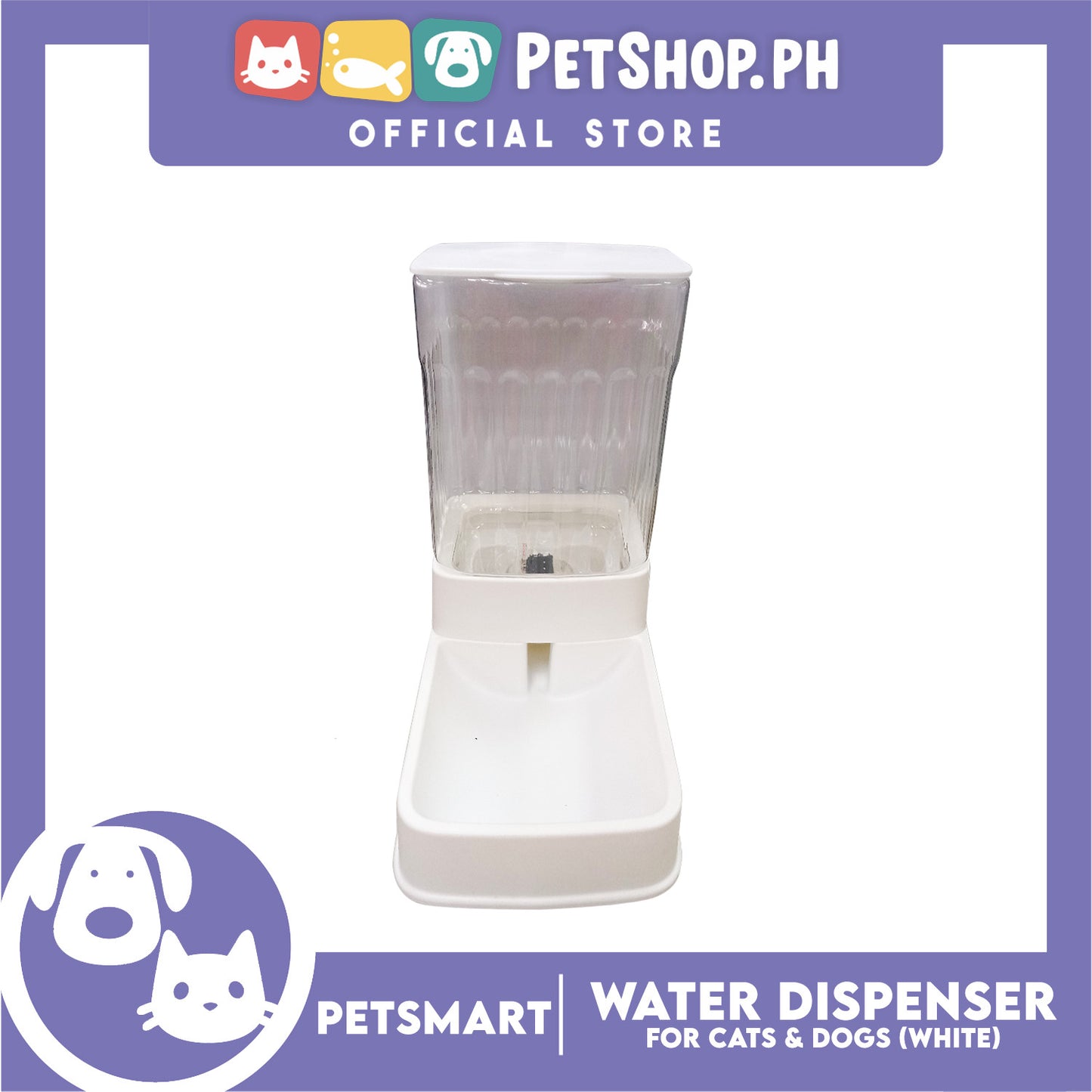 Pet Water Dispenser 3.5 Liters (White) with Anti-Slip Rubber for Cats and Dogs