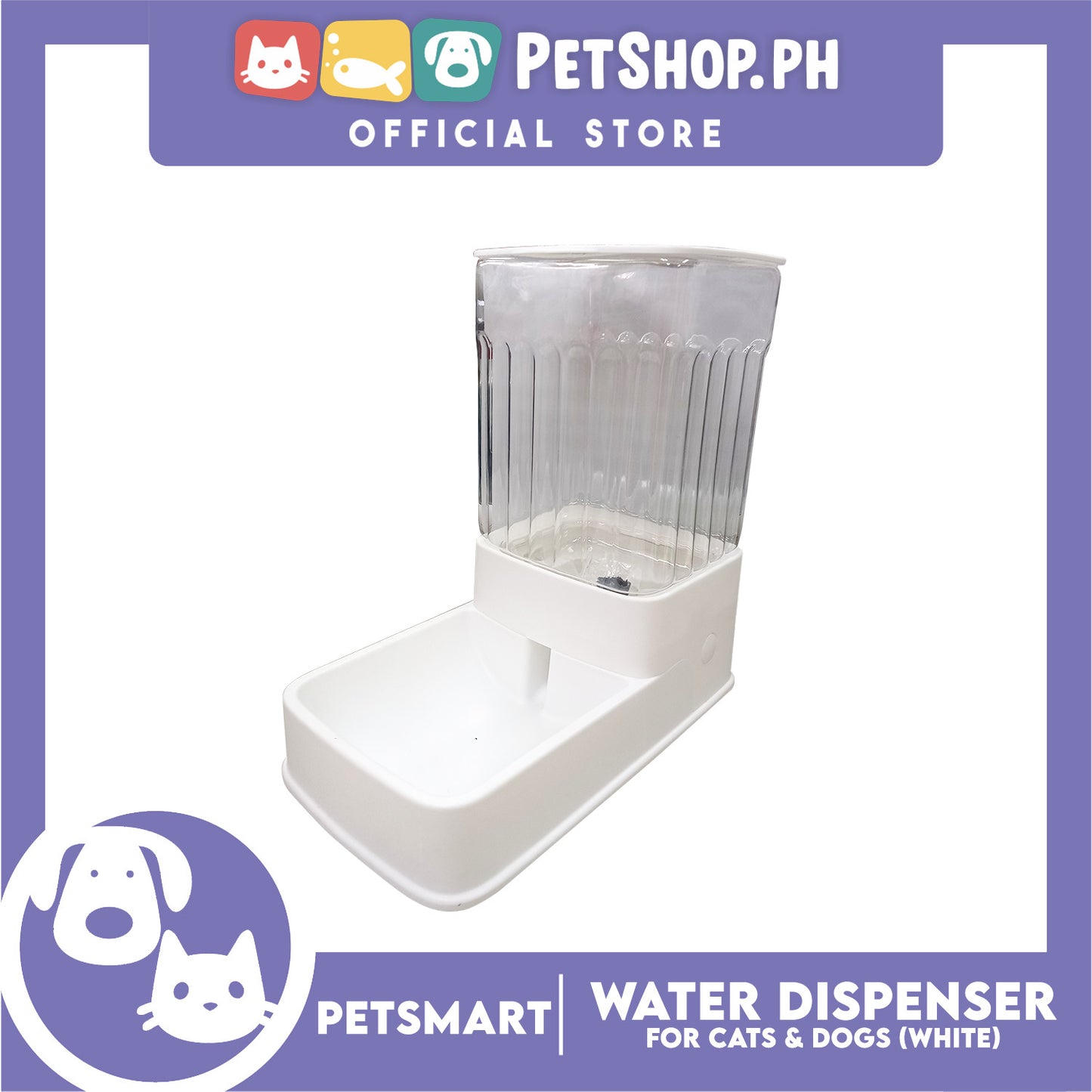 Pet Water Dispenser 3.5 Liters (White) with Anti-Slip Rubber for Cats and Dogs