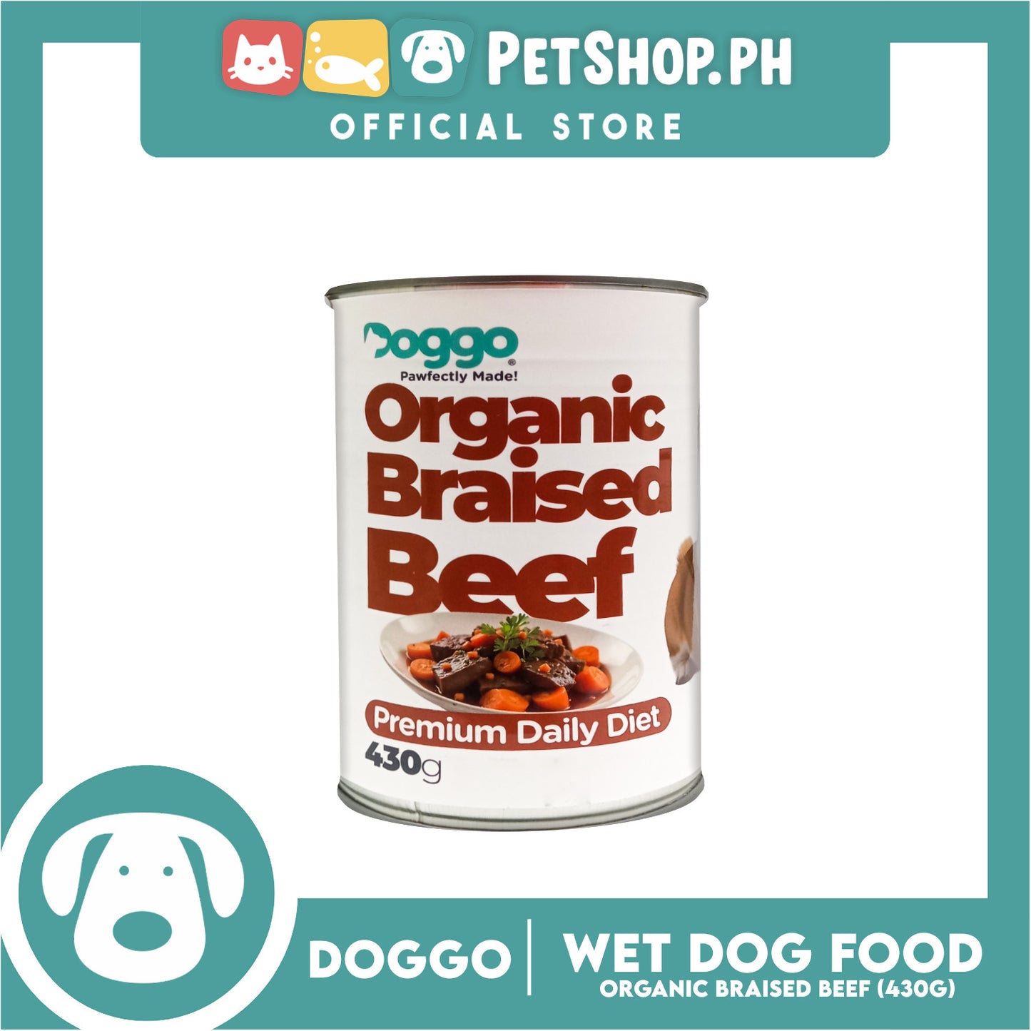 Doggo Organic Braised Beef Canned Dog Food (430g)