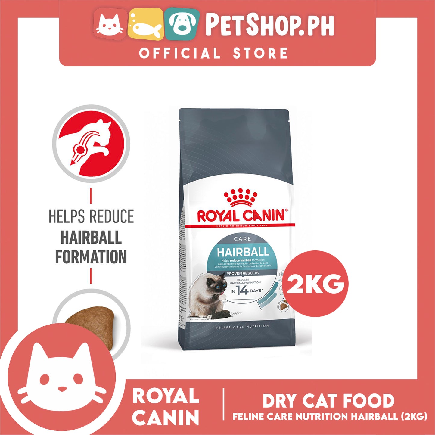 Royal Canin Hairball Care (2kg) Adult Dry Cat Food - Feline Care Nutrition