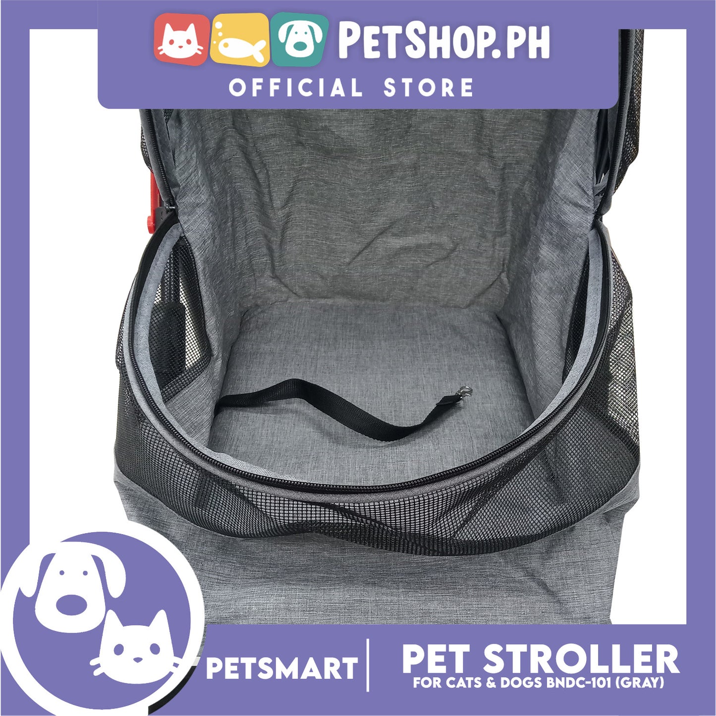 HeyPet Pet Stroller / Carrier Four Wheel Foldable Stroller for Pet Cat & Dog (Gray) BNDC-101