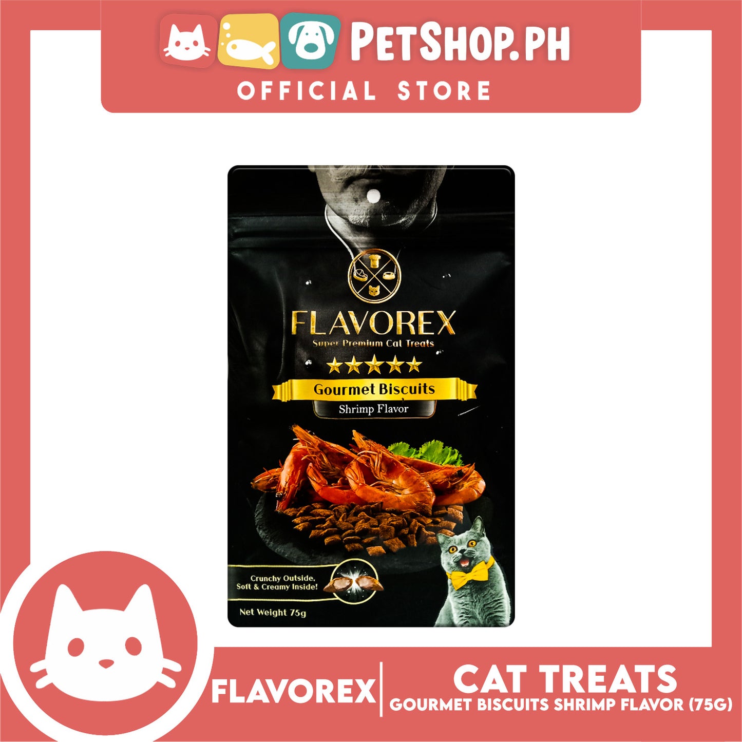 Flavorex Gourmet Biscuit (Shrimp Flavor) Cat Treats 75g