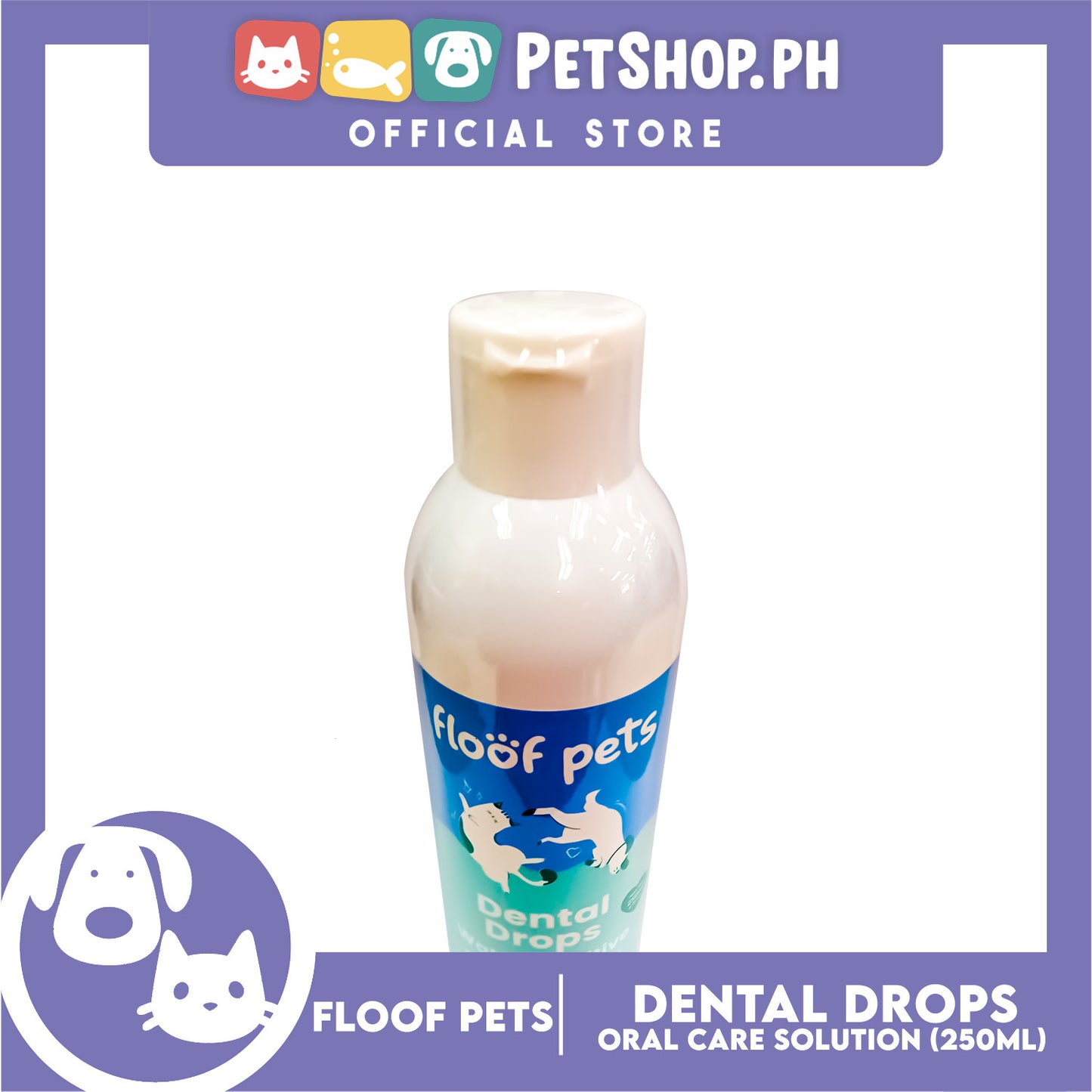 Floof Pets Dental Drops Water Additive Oral Care Solution for Cats and Dogs 250ml