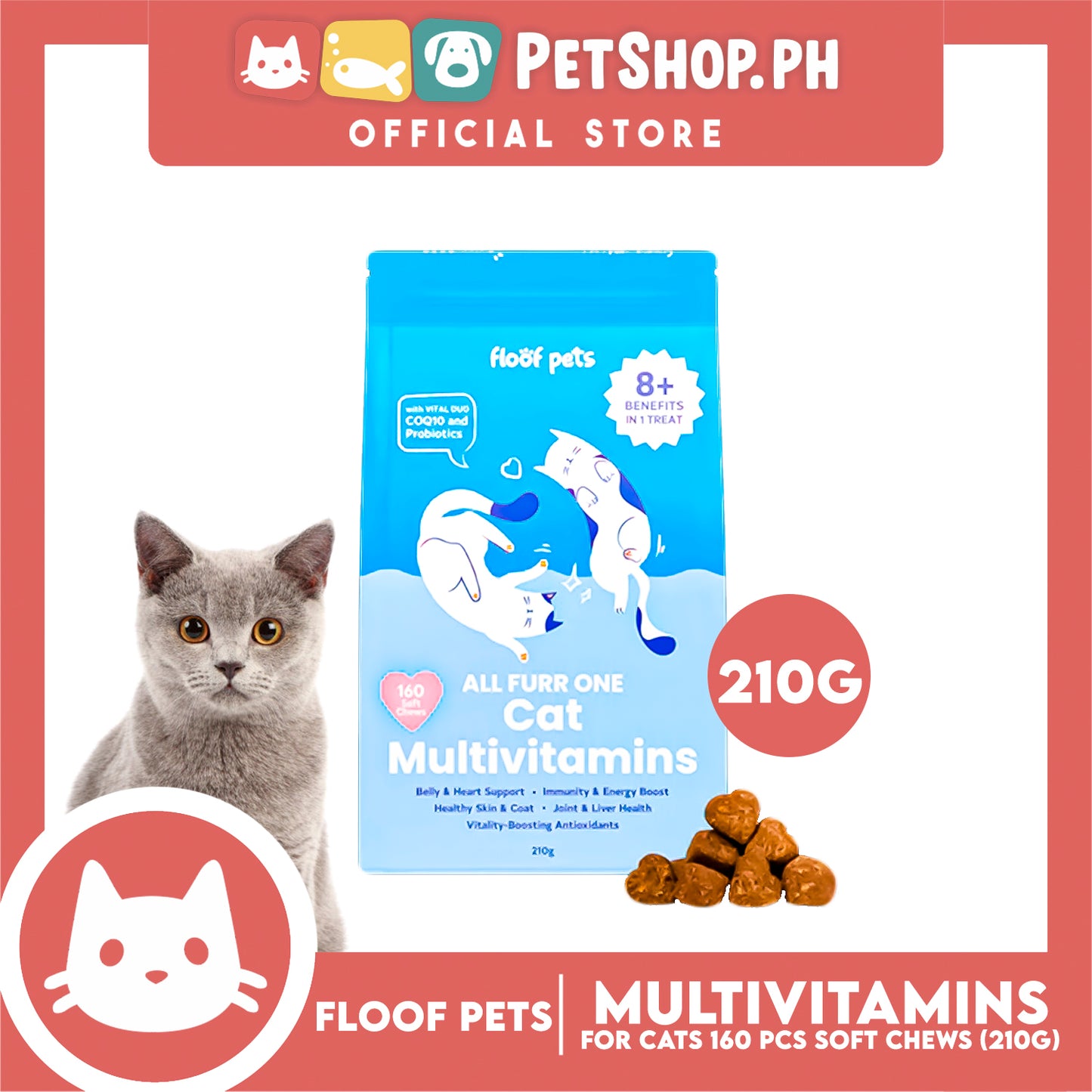 Floof Pets All Furr One Cat Multivitamins Soft Chews 210g
