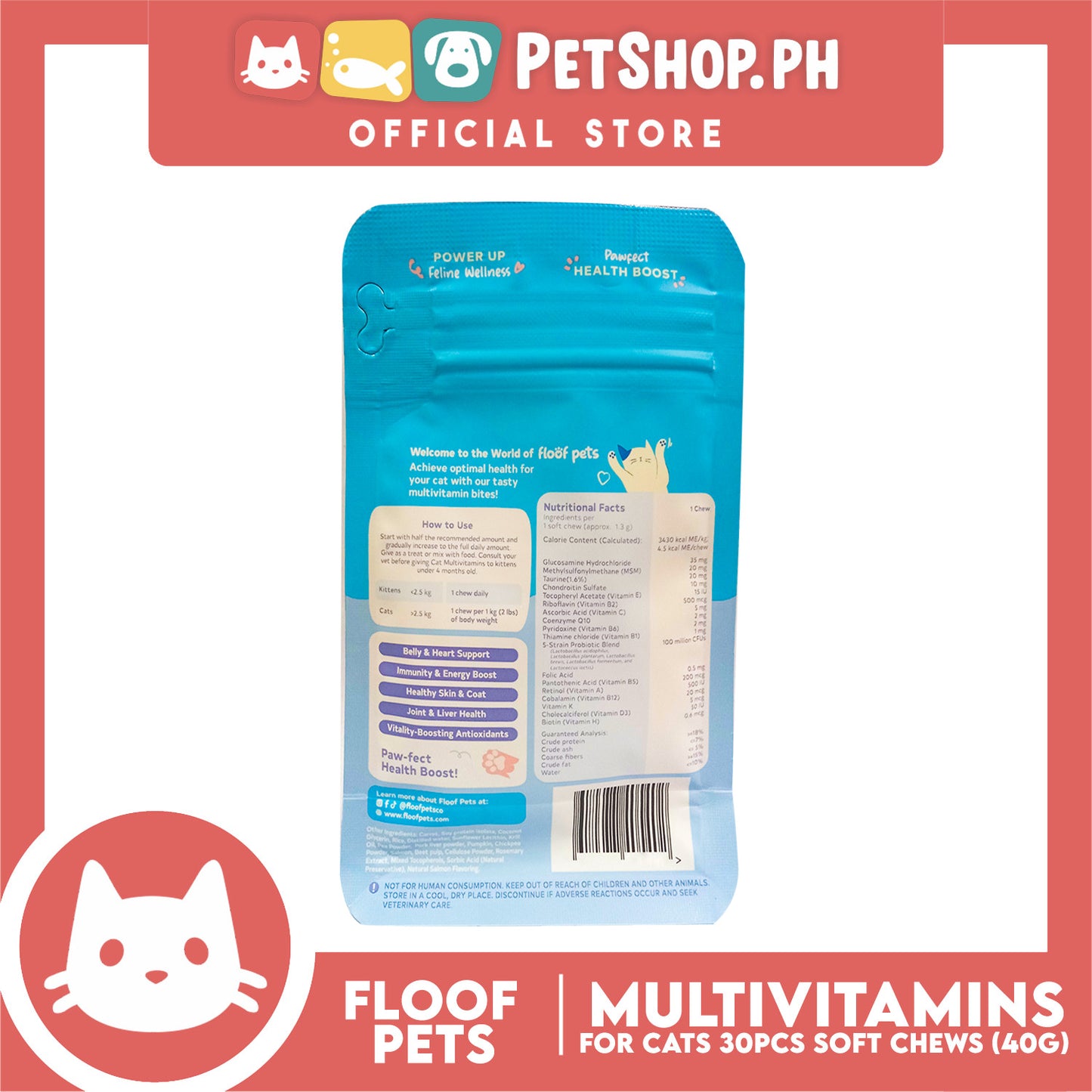 Floof Pets All Furr One Cat Multivitamins Soft Chews 40g