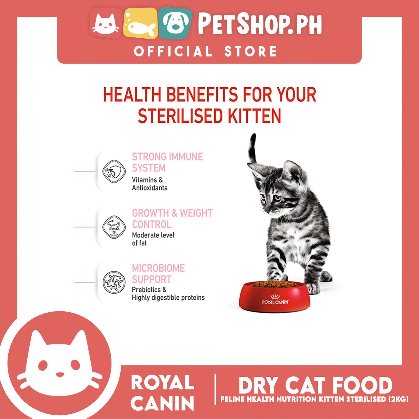 Royal Canin Kitten Sterilised 6 to 12 Months (2kg) Dry Cat Food - Feline Health Nutrition
