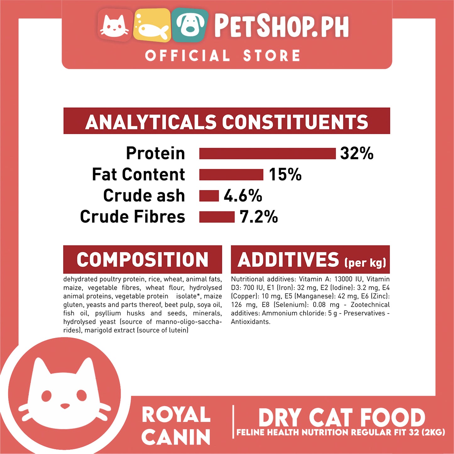 Royal Canin Fit 32 (2kg) Adult Dry Cat Food - Feline Health Nutrition
