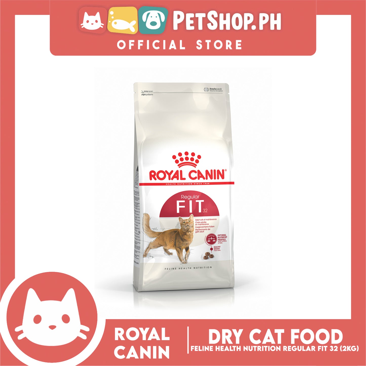 Royal Canin Fit 32 (2kg) Adult Dry Cat Food - Feline Health Nutrition