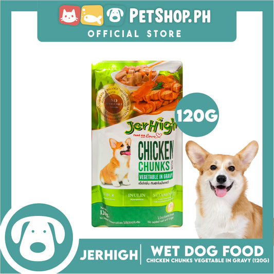 Jerhigh Chicken Chunks with Vegetable in Gravy Pouch Dog Wet Food 120g