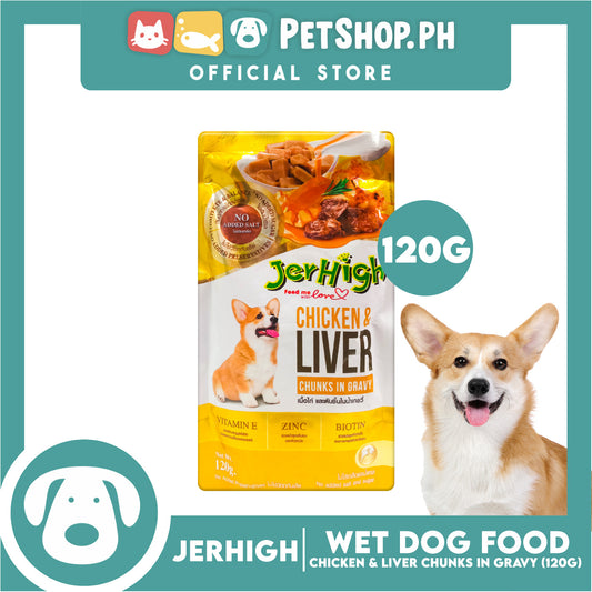 Jerhigh Chicken & Liver Chunks in Gravy Pouch Dog Wet Food 120g