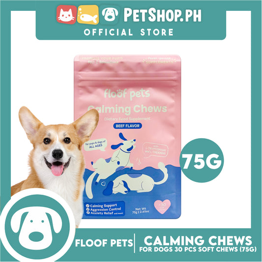 Floof Pets Calming Chews Dietary Food Supplement (Beef Flavor) for All Ages 75g 2.65oz