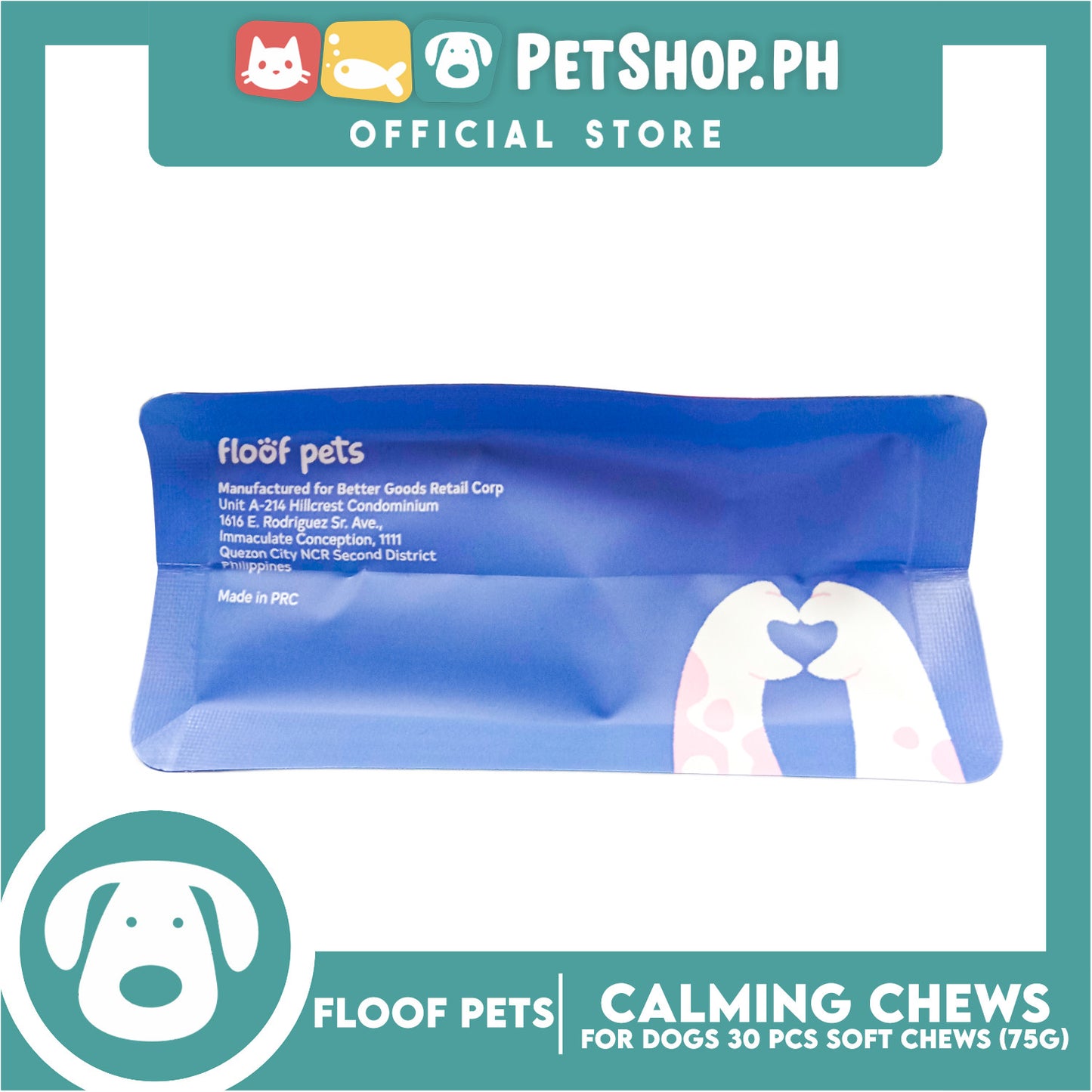 Floof Pets Calming Chews Dietary Food Supplement (Beef Flavor) for All Ages 75g 2.65oz