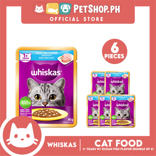 6pcs Whiskas Ocean Fish Pouch Wet Cat Food 80g