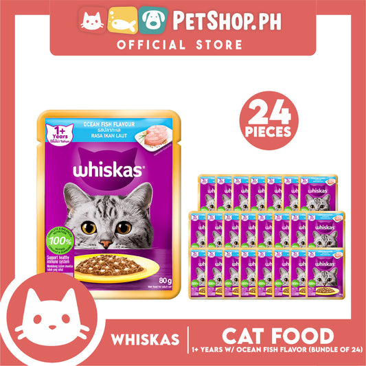 24pcs Whiskas Ocean Fish Pouch Wet Cat Food 80g