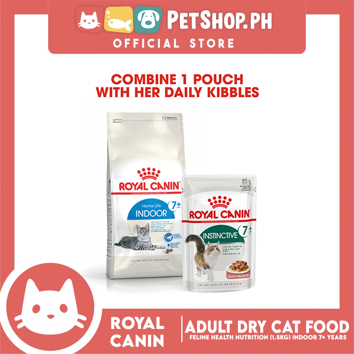 Royal Canin Indoor 7+ (1.5kg) Adult Dry Cat Food - Feline Health Nutrition