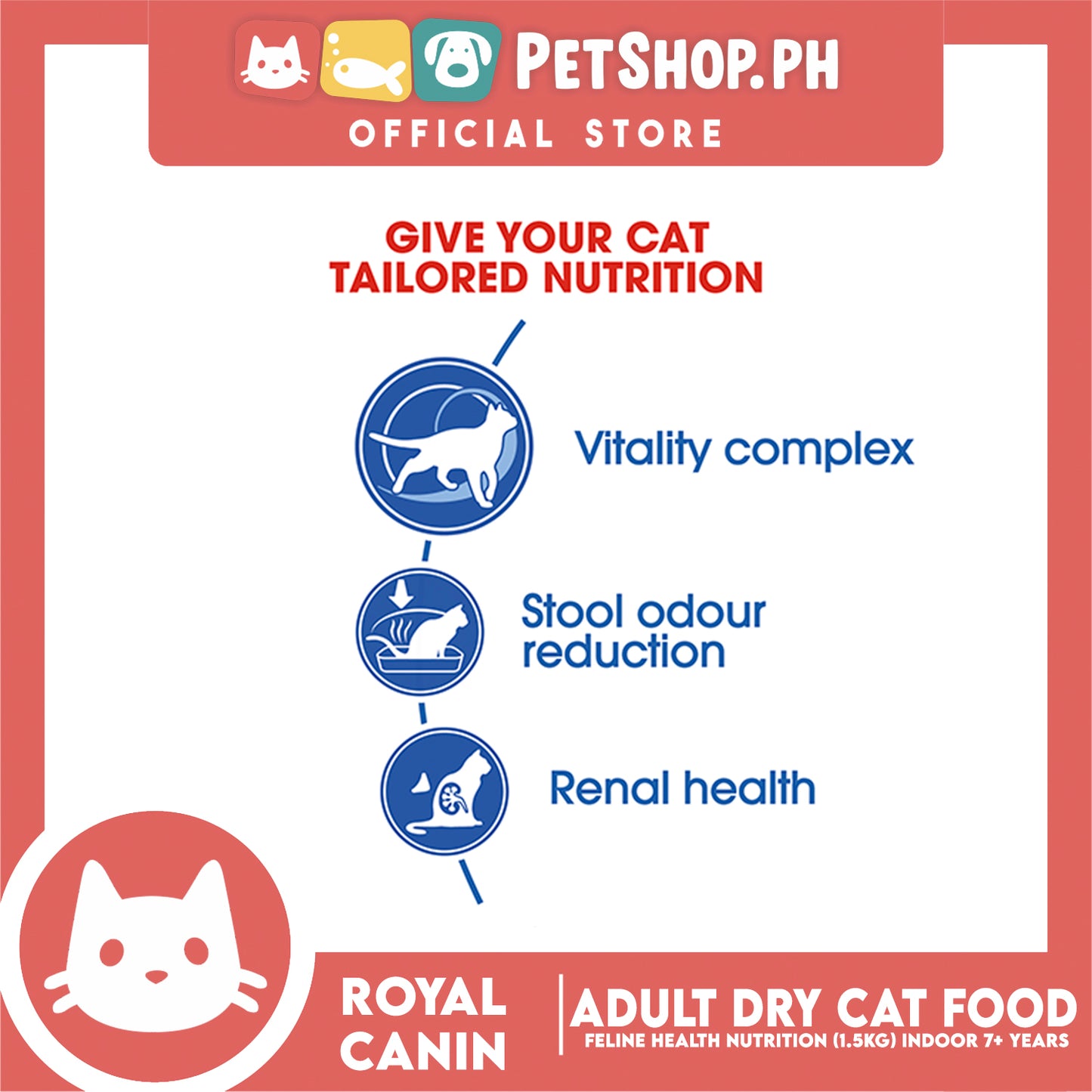 Royal Canin Indoor 7+ (1.5kg) Adult Dry Cat Food - Feline Health Nutrition