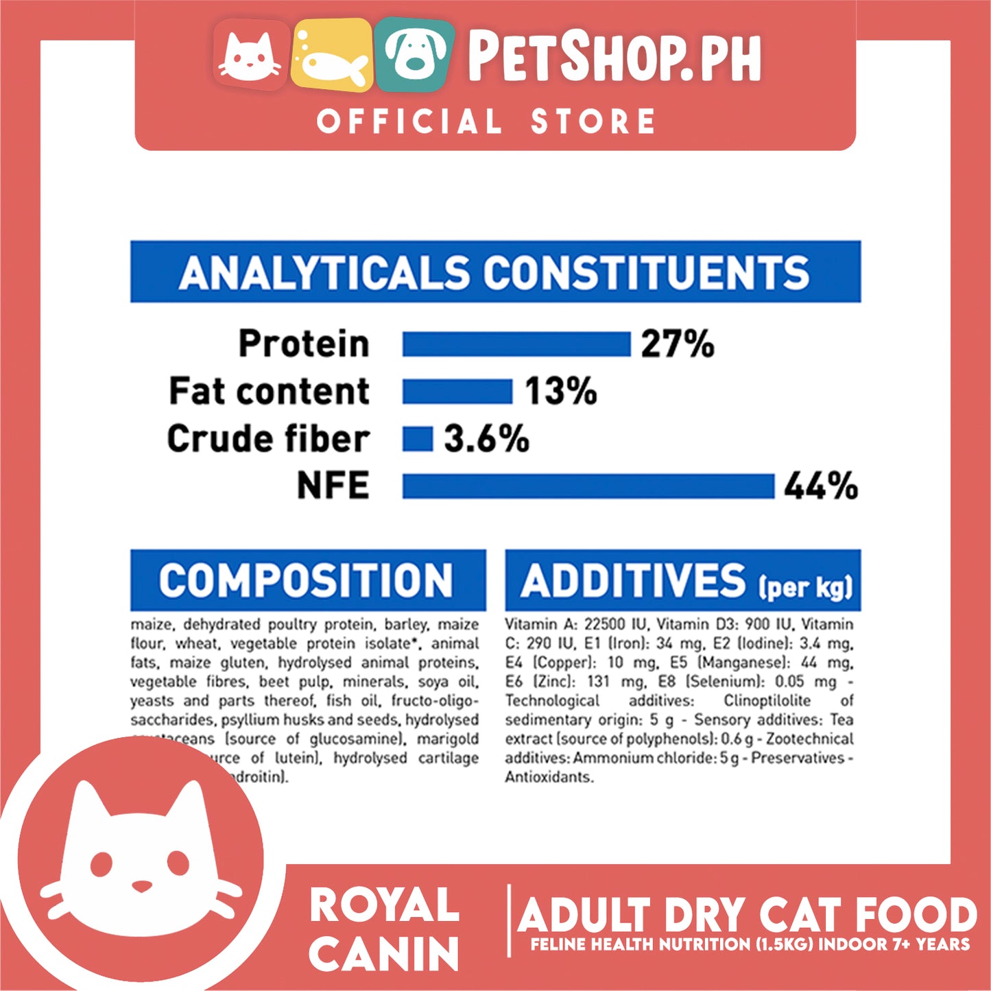 Royal Canin Indoor 7+ (1.5kg) Adult Dry Cat Food - Feline Health Nutrition