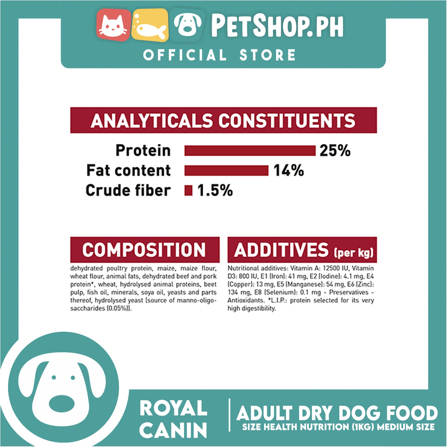 Royal Canin Medium Adult (1kg) Dry Dog Food - Size Health Nutrition