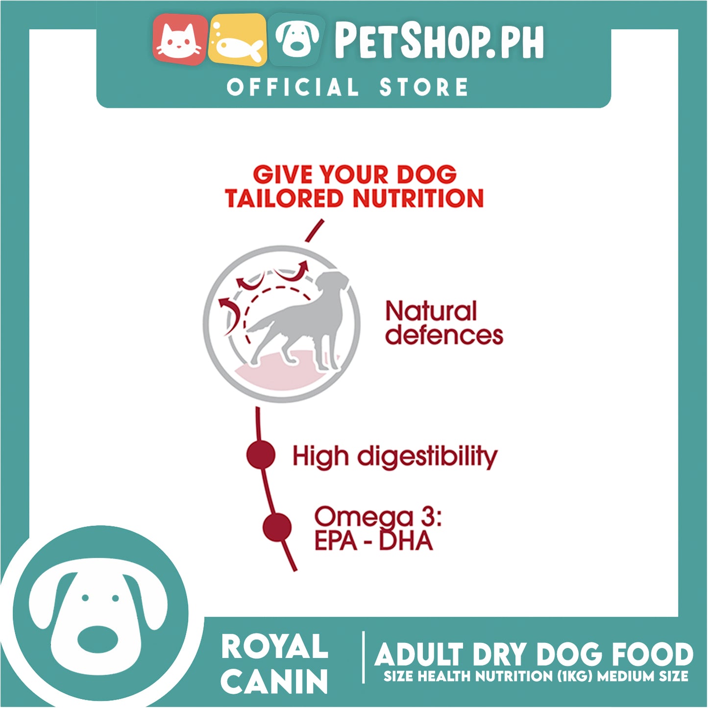 Royal Canin Medium Adult (1kg) Dry Dog Food - Size Health Nutrition