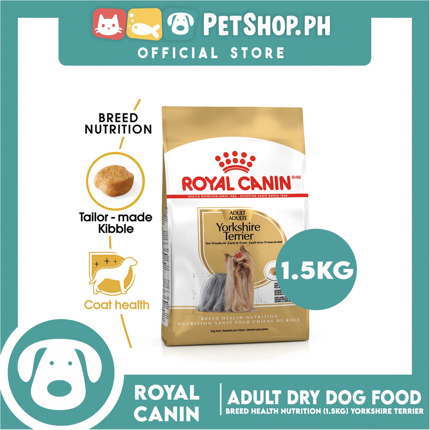 Royal Canin Yorkshire Adult (1.5kg) Dry Dog Food - Breed Health Nutrition